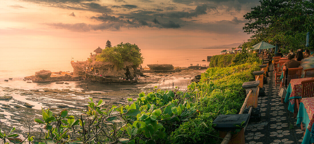 View of Tanah Lot, traditional Balinese temple at sunset, Beraban, Kediri, Tabanan Regency, Bali, Indonesia, South East Asia, Asia