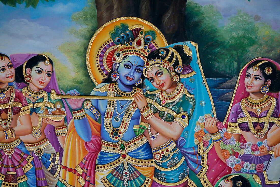 Sri Krishnan Hindu-Tempel, Hindu-Gott Lord Krishna und seine Frau Radha, Singapur, Südostasien, Asien