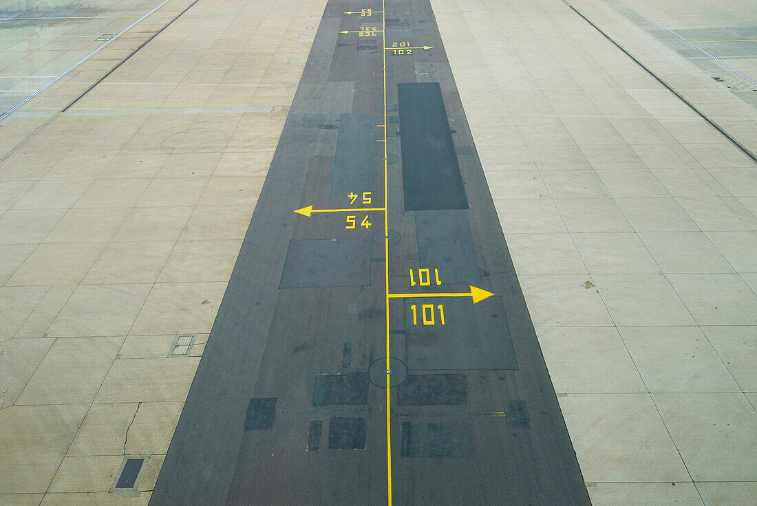 High Angle View Of Runway At Gatwick Airport