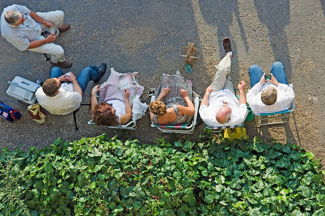 People Drinking Outside Watching A Concert, Aerial View