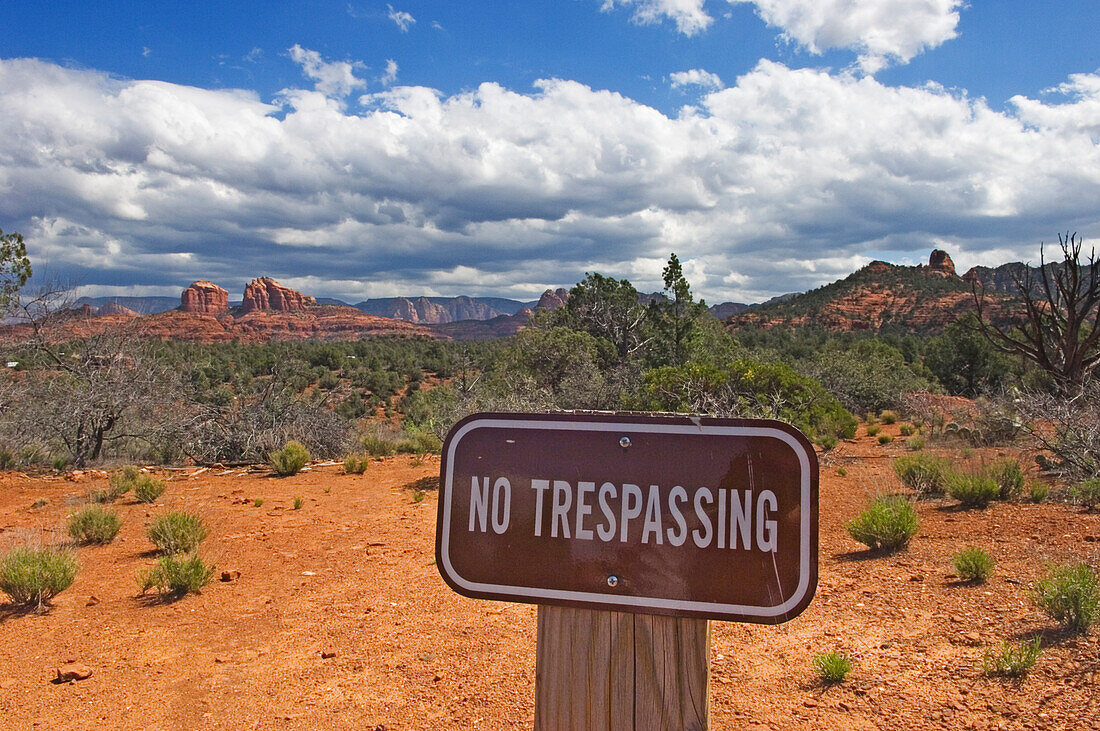 A No Trespassing Sign In Red Rock State Park.