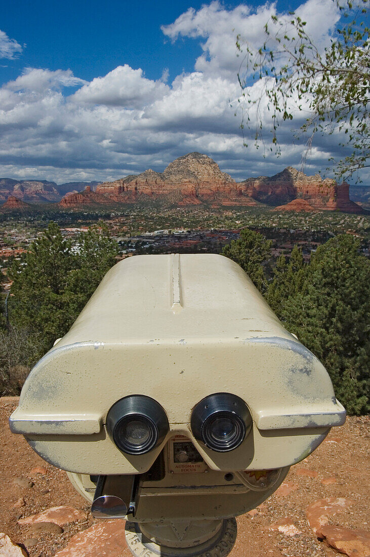 View Across Red Rock Country With A Tourist Viewfinder In The Foreground.