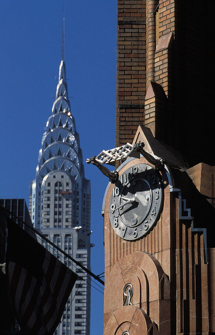 Art-Déco-Details des General Electric Building und Chrysler-Gebäude