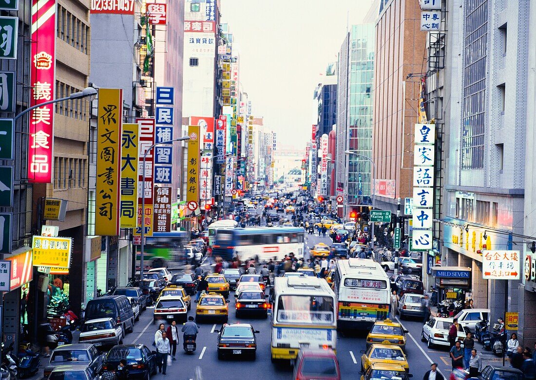 Traffic In Busy Downtown Street