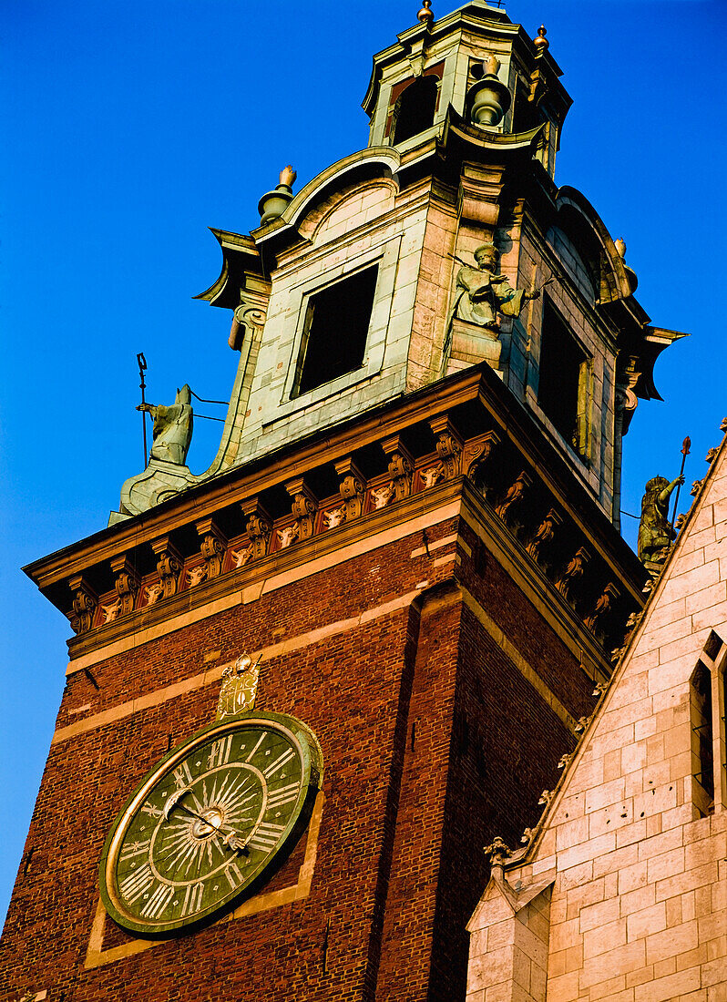Baroque Spire And Clock On Krakow Cathedral