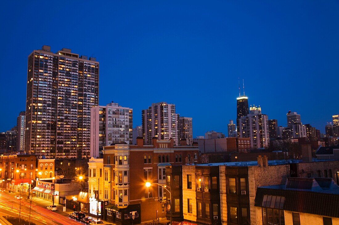 Buildings Along North Avenue At Night