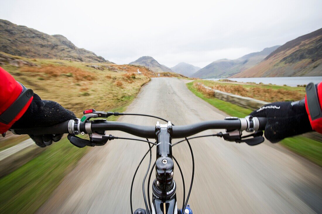 Mountain Biker On Road In Wasdale