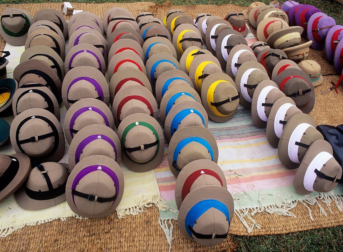 Rows Of Elephant Polo Hats For Sale During Elephant Polo World Championships