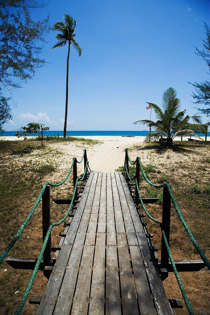 Wooden Boardwalk To Beach On South China Sea