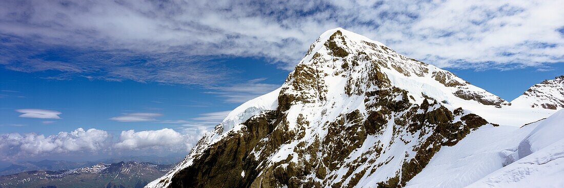 Summit Of Monch Mountain In Bernese Alps