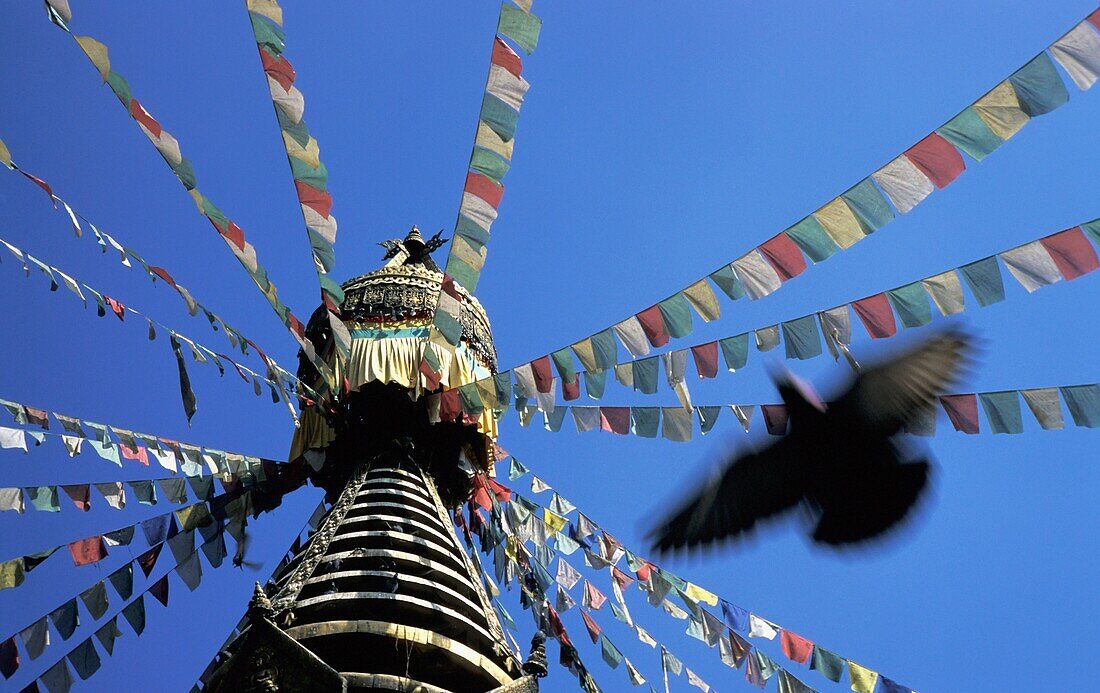 Stupa und Gebetsfahnen