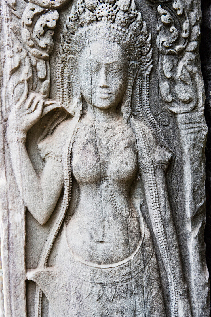 Female Representation Carved On Wall Of Bayon Temple, Angkor,Siem Reap,Cambodia