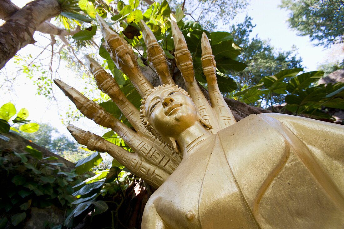 Buddha Statue On Phu Si Hill,Low Angle View, Luang Prabang,Laos