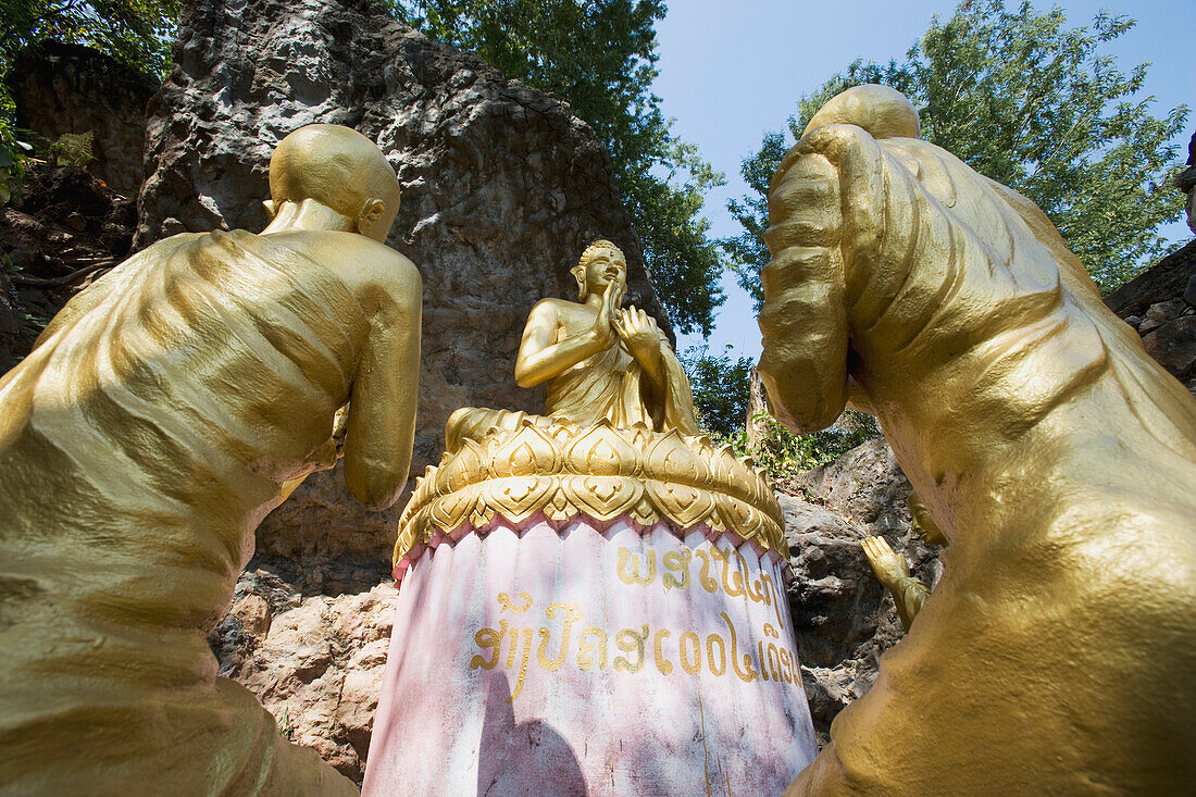 Buddha Statues On Phu Si Hill,Low Angle View, Luang Prabang,Laos