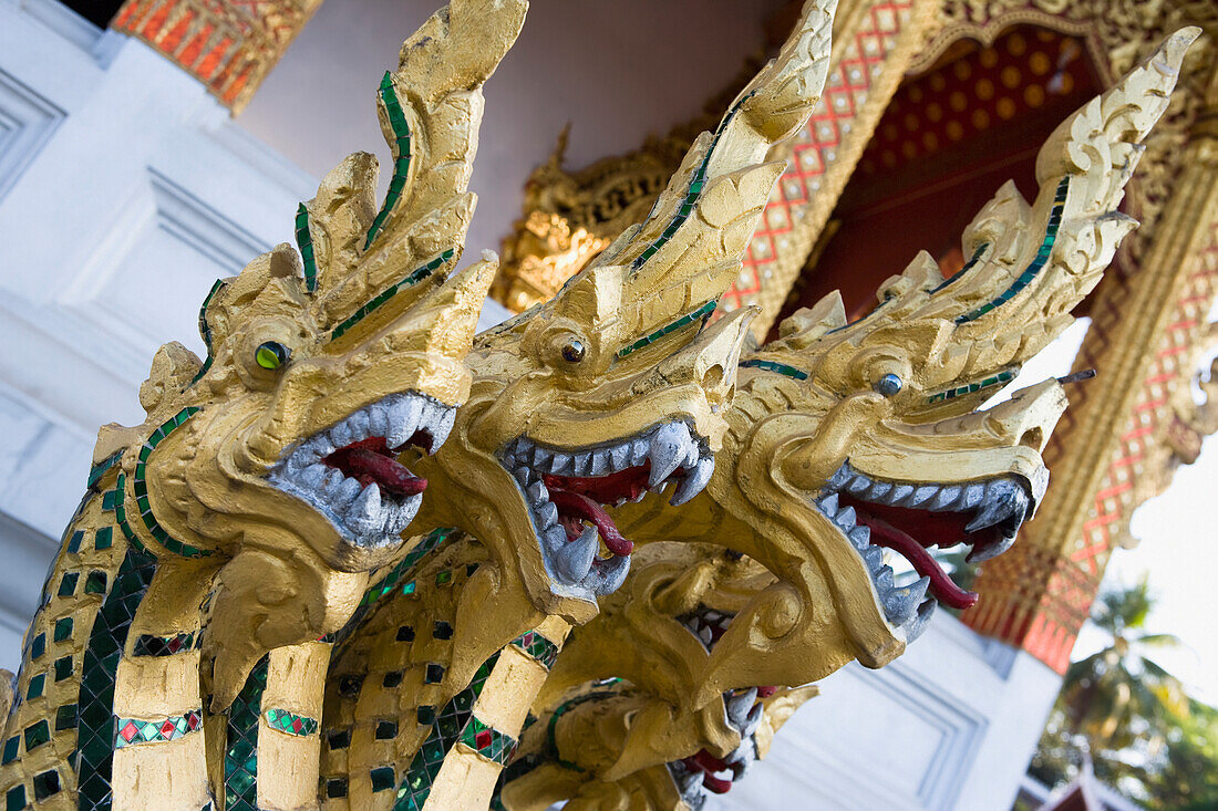 Dragon Statue At Buddhist Temple, Luang Prabang,Laos