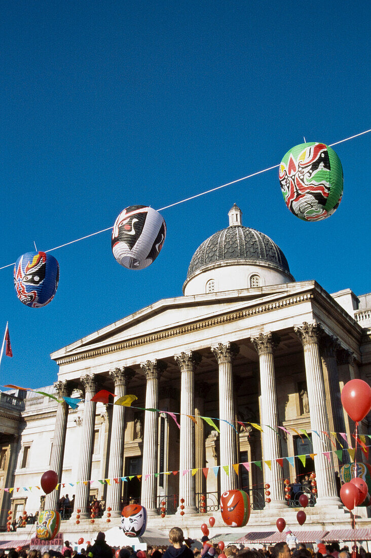 New Year Celebrations & National Gallery,Trafalgar Square,London. England