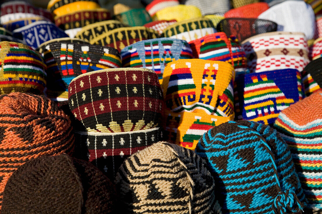 Hats In Stall In Souk, Marrakesh,Morocco