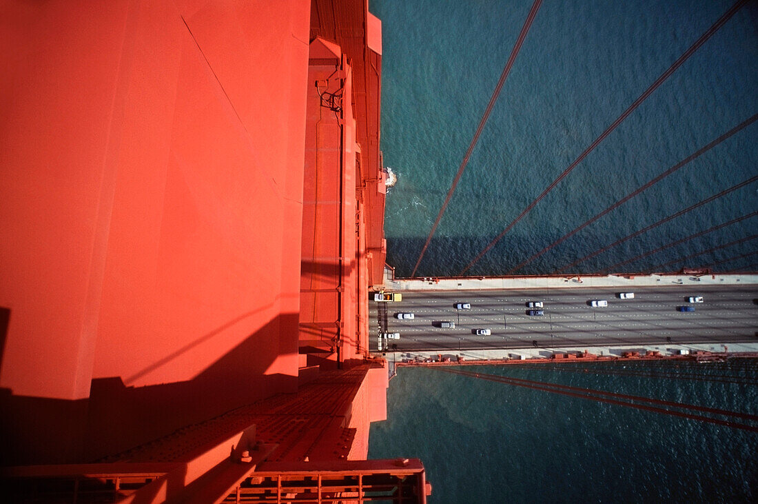 Golden Gate Bridge From Top Of Bridge Tower San Francisco,California,Usa