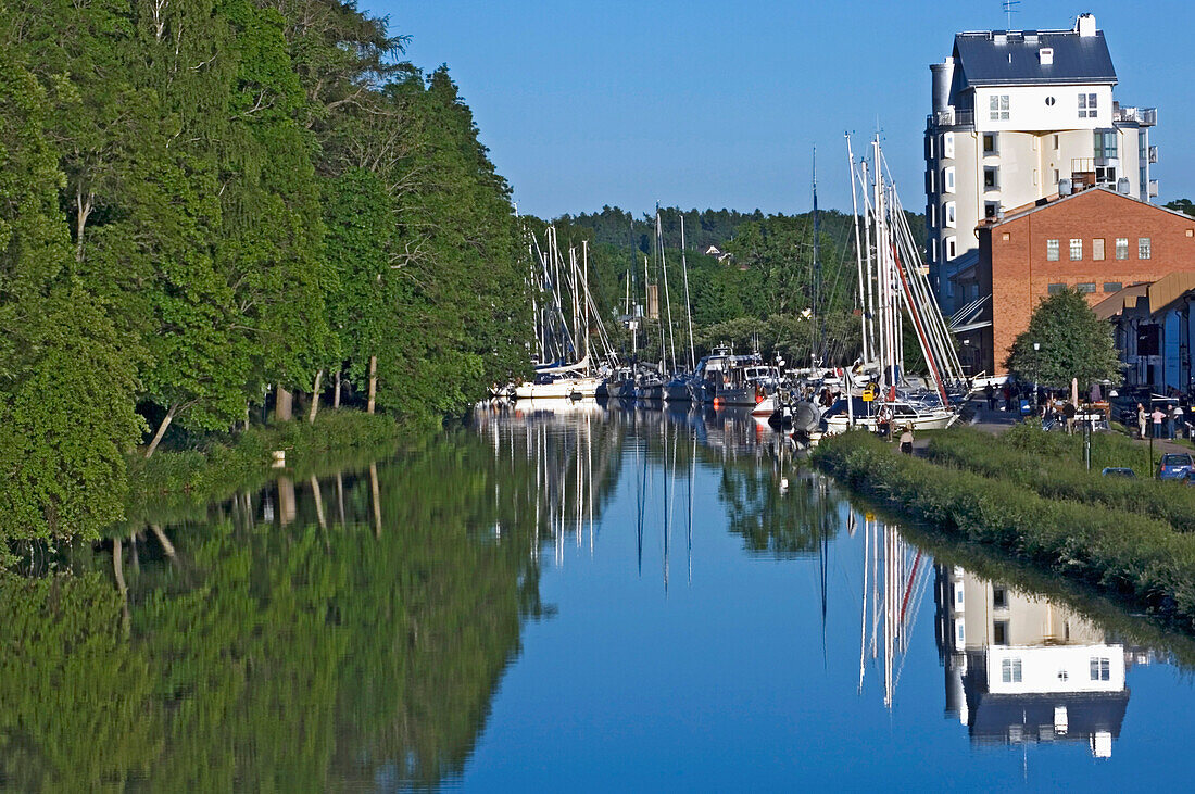 Söderkoping vom Gota-Kanal aus gesehen, Schweden