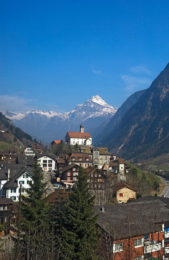 St Gotthard Village,Elevated View, Wassen,Canton Of Uri,Switzerland