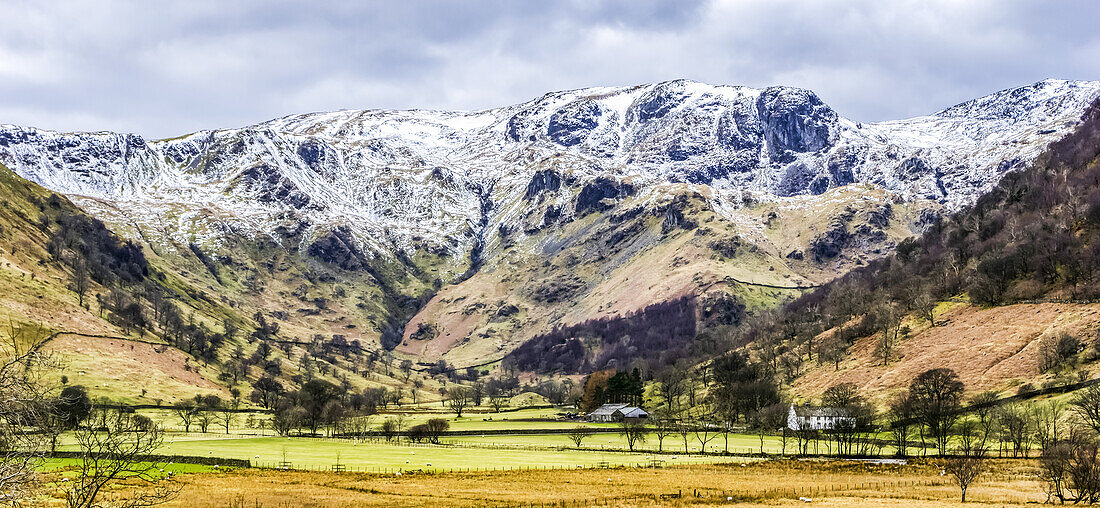 High Hartsop Dodd In The English Lake District With A Covering Of Snow; Cumbria, England