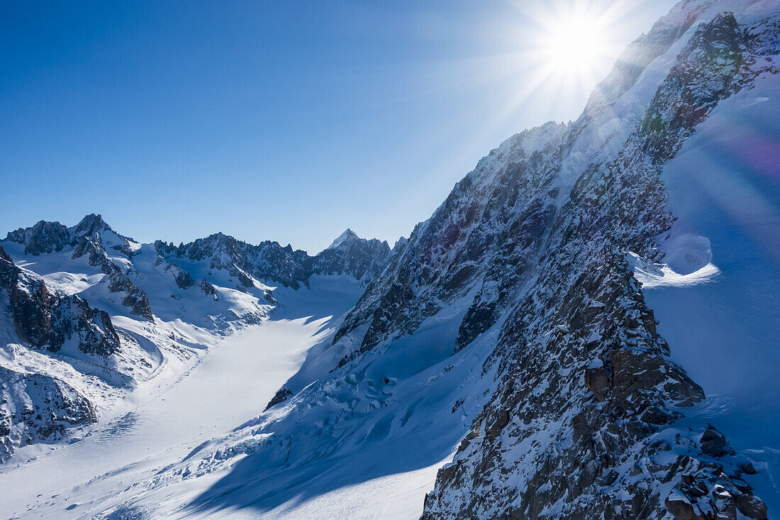 Aiguille des Grands Montets, Mont-Blanc-Massiv in Haute-Savoie; Chamonix, Frankreich