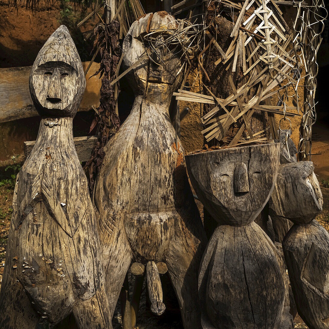 Wooden Carvings In Human Likeness; Tambon Mae Salong Nok, Chang Wat Chiang Rai, Thailand