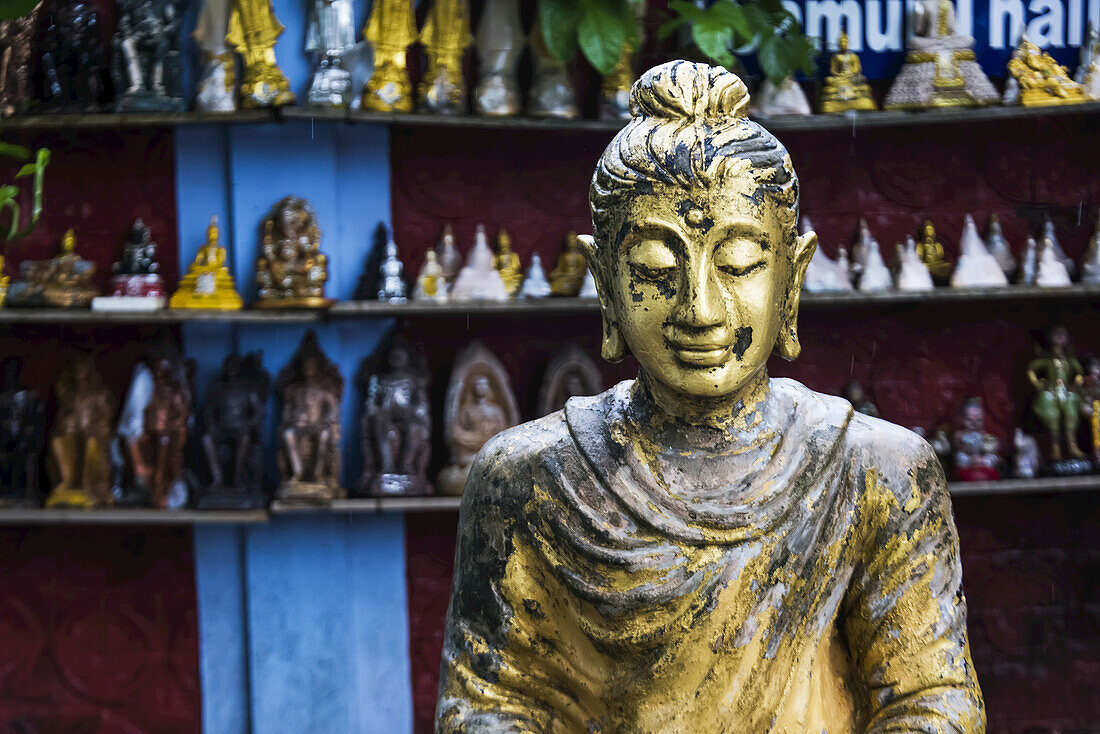A Statue At A Buddhist Temple, Wat Khunaram, On The Island Of Ko Samui; Ko Samui, Chang Wat Surat Thani, Thailand
