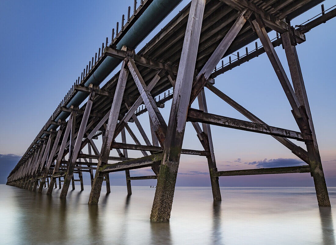 The disused Steetley Pier was built to serve the former Hartlepool Magnesia Works which has now been demolished; Hartlepool, County Durham, England