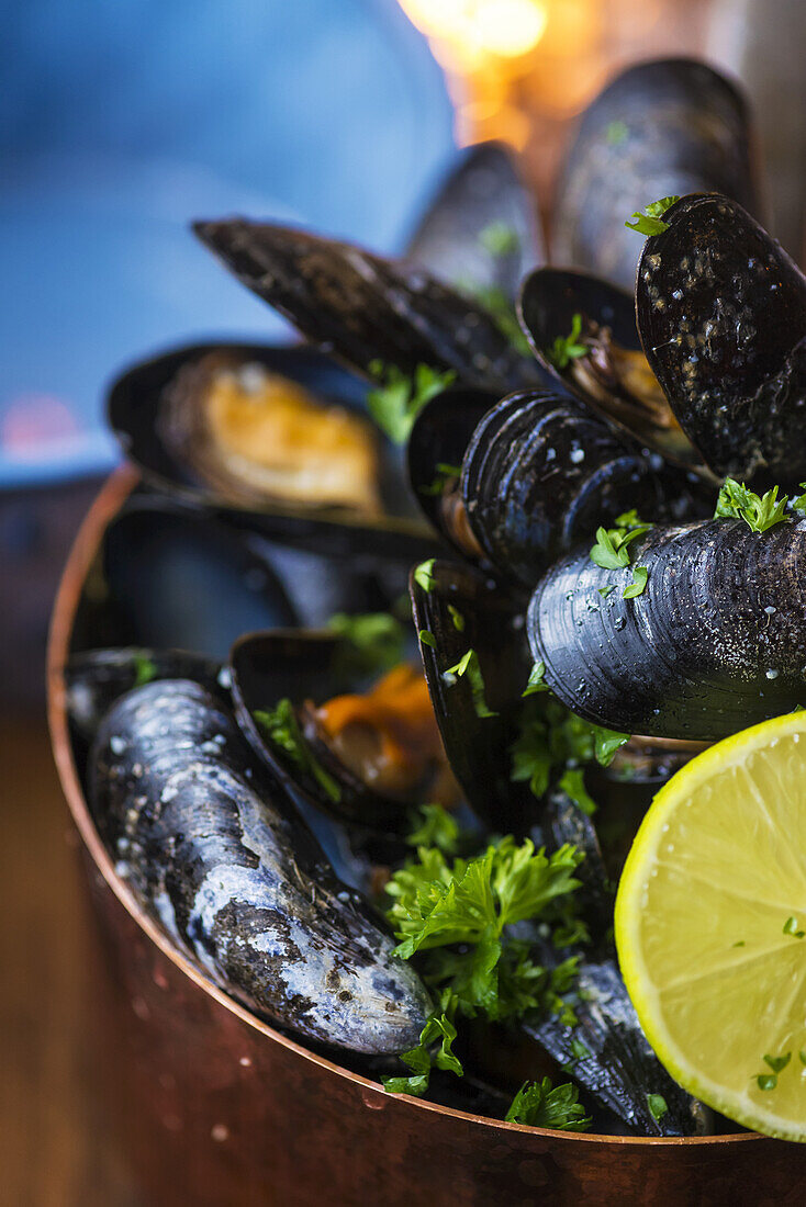 Bowl of mussels, Sjavarpakkhusid restaurant; Stykkisholmur, Iceland