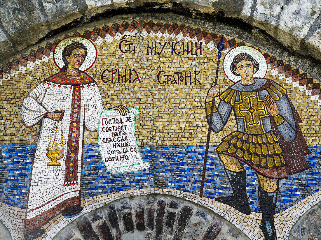 Colourful artwork in Saint Petka's Chapel located in the Belgrade Fortress; Belgrade, Vojvodina, Serbia