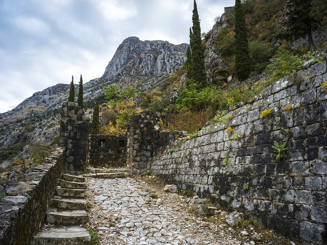 Steps and trail at the Kotor Fortress; Montenegro