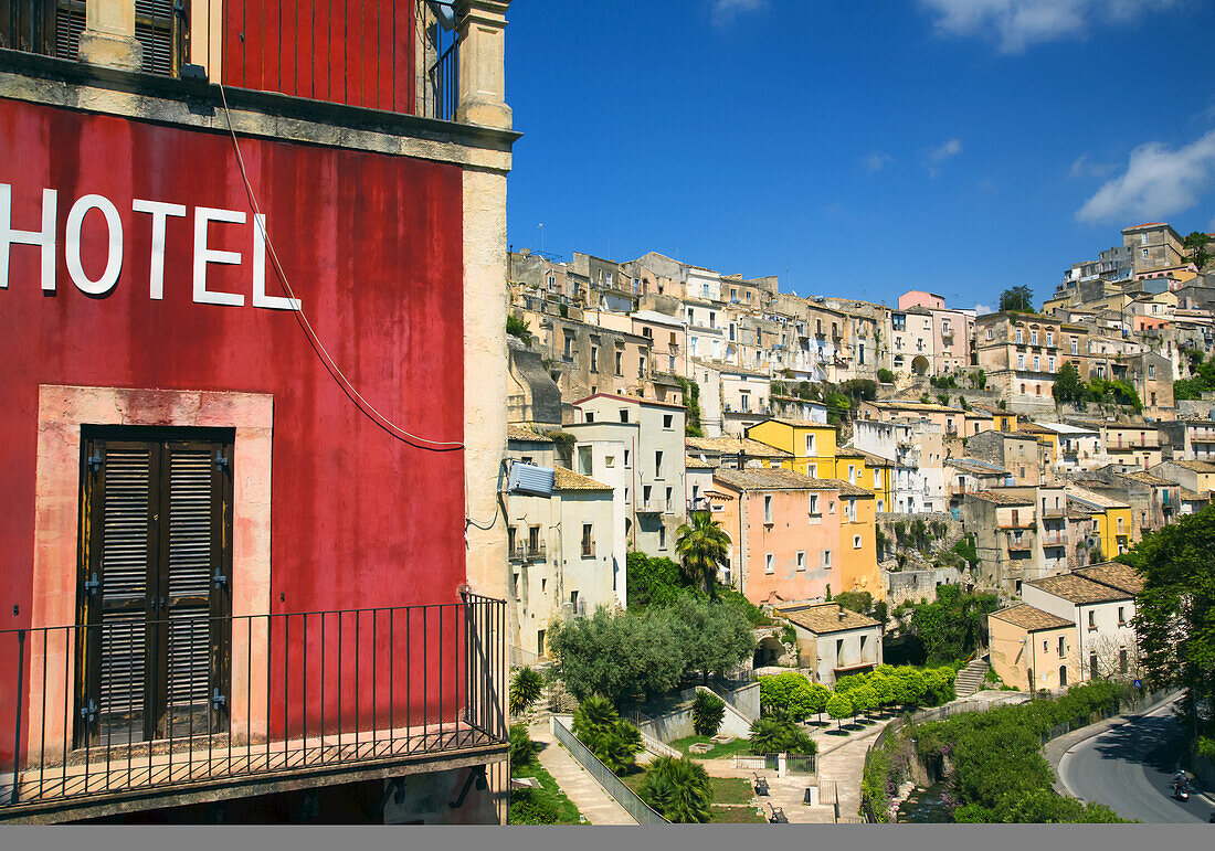 Colourful housing;  Ragusa, Sicily, Italy