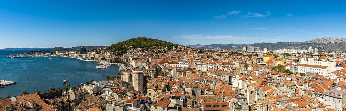 View from the top of St Domnius Bell Tower on the Peristyle of Diocletian's Palace; Split, Croatia