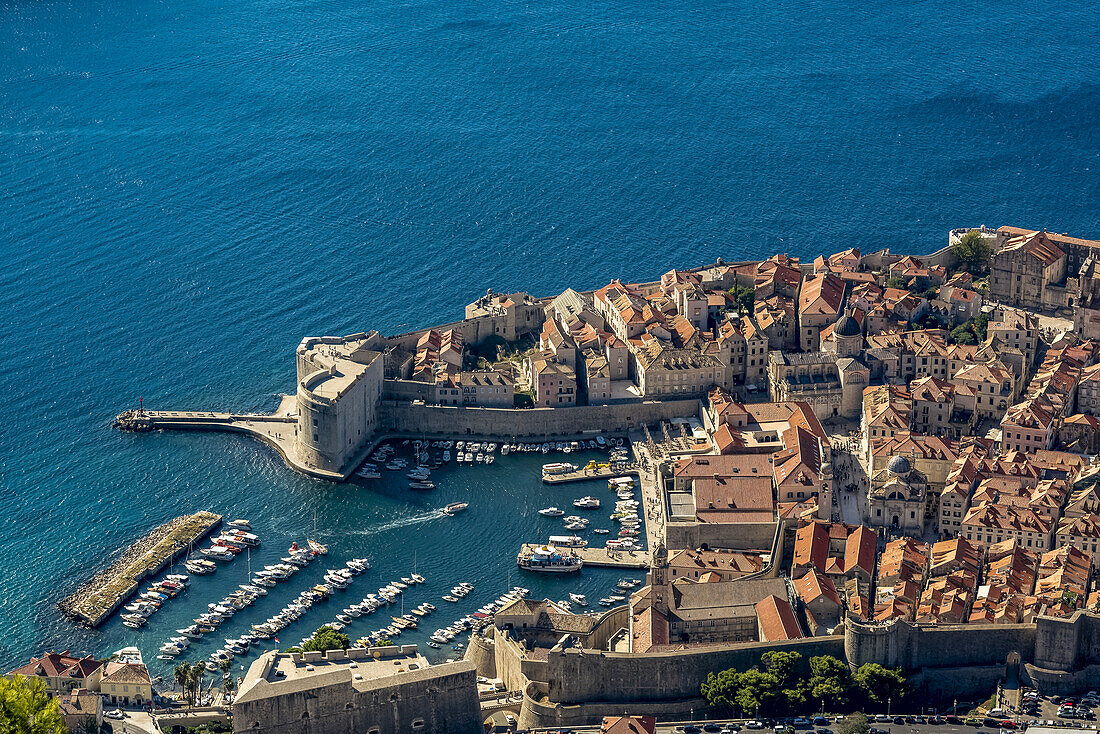 View of St John Fortress and the Old City of Dubrovnik; Dubrovnik-Neretva County, Croatia