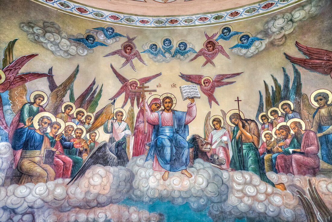 Fresko, Die Auferstehungskirche auf der Debra; Kostroma, Oblast Kostroma, Russland.
