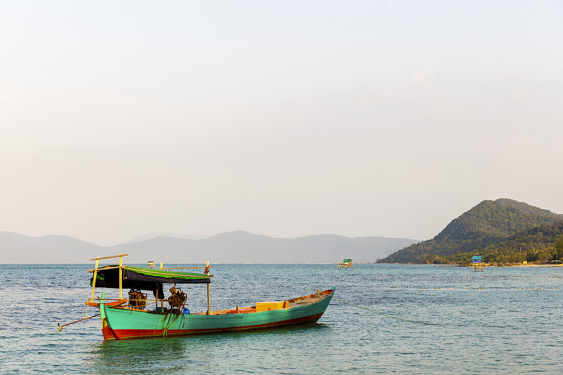 Colourful fishing boat mooring off the coast of Vietnam; Vietnam