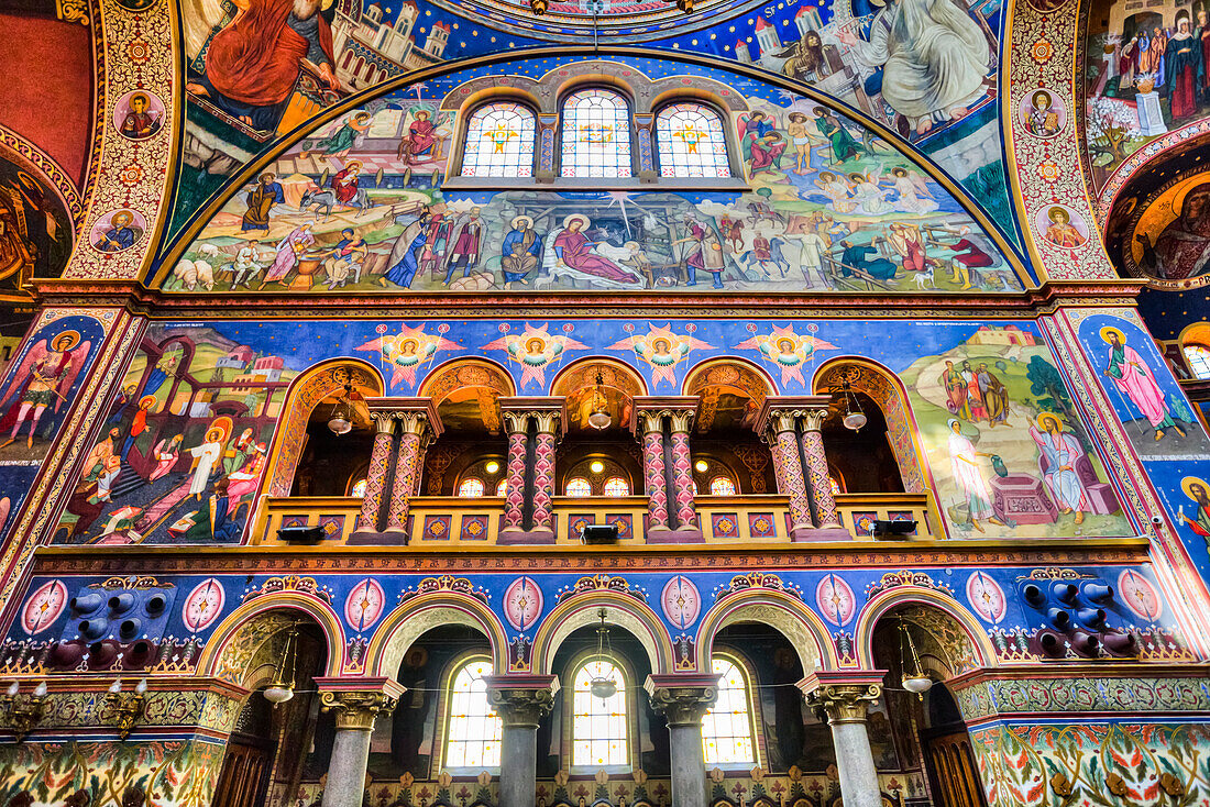 Fresken, Kathedrale der Heiligen Dreifaltigkeit, gegründet 1902; Hermannstadt, Region Siebenbürgen, Rumänien