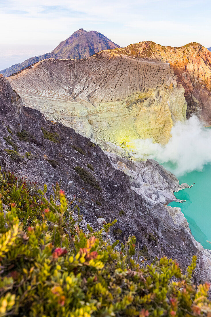 Sunrise at Ijen Volcano crater; East Java, Java, Indonesia