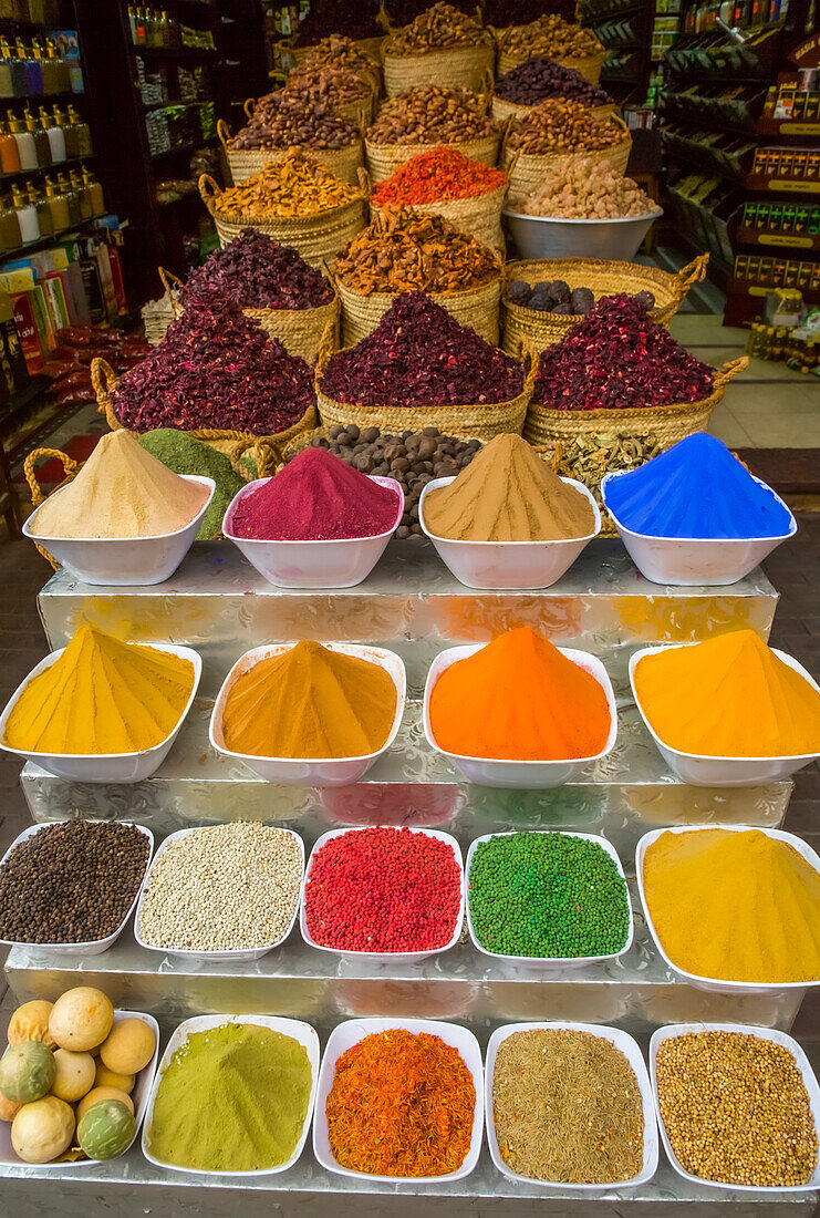 Spices for sale, Sharia el Souk (Bazaar); Aswan, Egypt