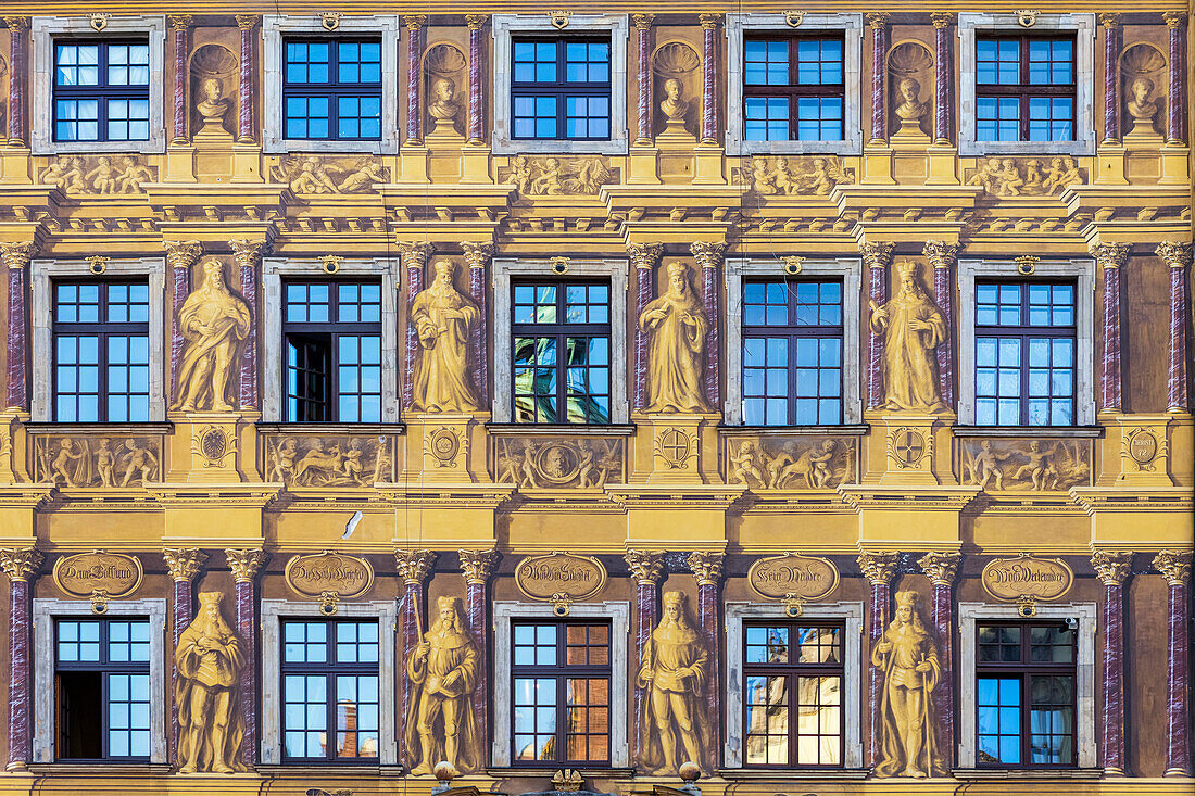 Facade of the House of the Seven Electors; Wroclaw, Silesia, Poland