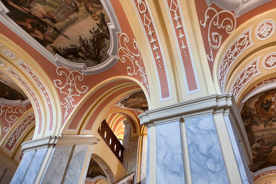 Ornate designs on an interior staircase at Wroclaw University; Wroclaw, Silesia, Poland