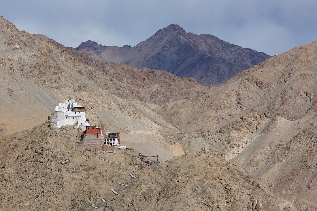 Tsemo Gompa (Namgyal Tsemo Monastery) situated above Leh Palace (Former Royal Palace) of Leh in the Indus Valley, passing through the Himalayan Mountains of the Tibetan Plateau in Ladakh, Jammu and Kashmir; Leh, Ladkah, India