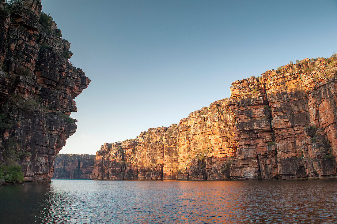 Sandstone escarpment along the cliffs of the King George River in the Kimberley Region; Western Australia, Australia