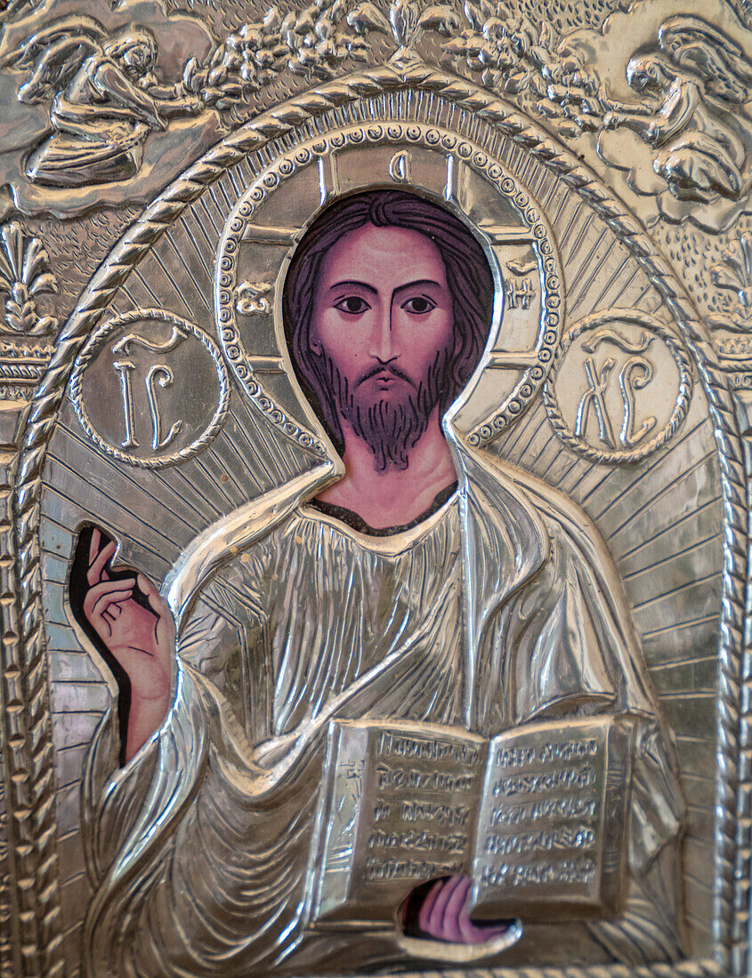 Close-up of a Christian icon in an Italian Villa in the Hills above Ostuni; Ostuni, Puglia, Italy