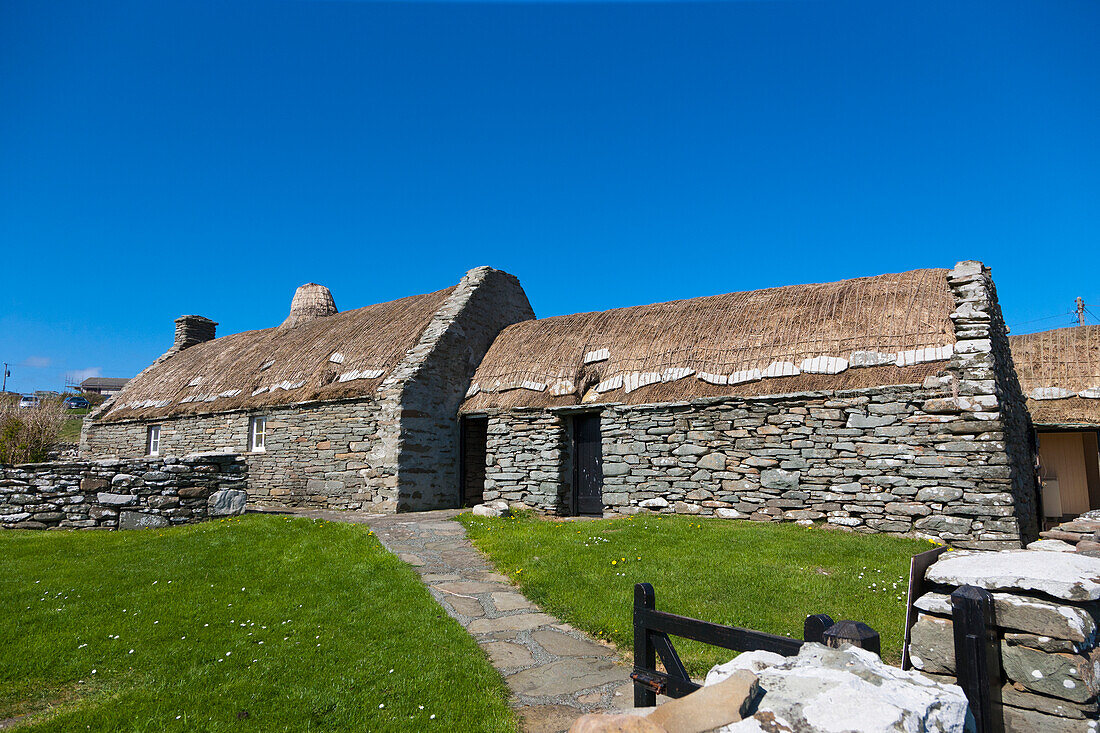 Das Haus eines Bauern; Shetland Schottland