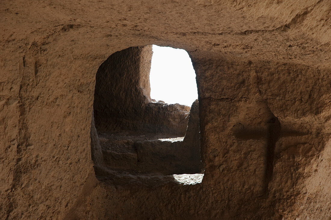 Staircase Leading To The Top Of The Niche Of The Small Buddha In Bamiyan, Bamian Province, Afghanistan