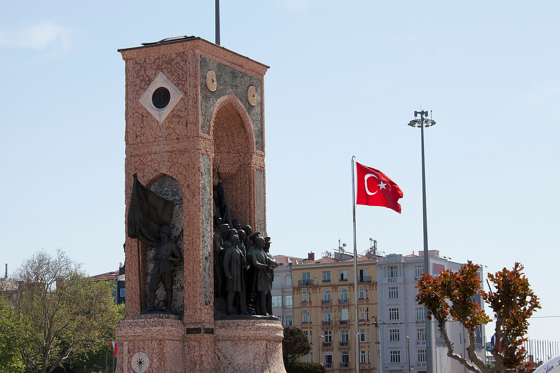 Independance Monument Commemorating Kemal Ataturk In Taksim Square; Istanbulturkey