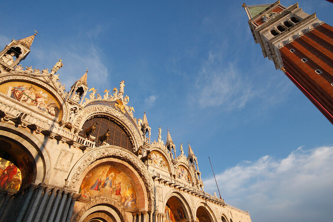 St. Marks's Basilica And Campanile Off Piazza San Marco Or St. Mark's Square; Venice Veneto Italy
