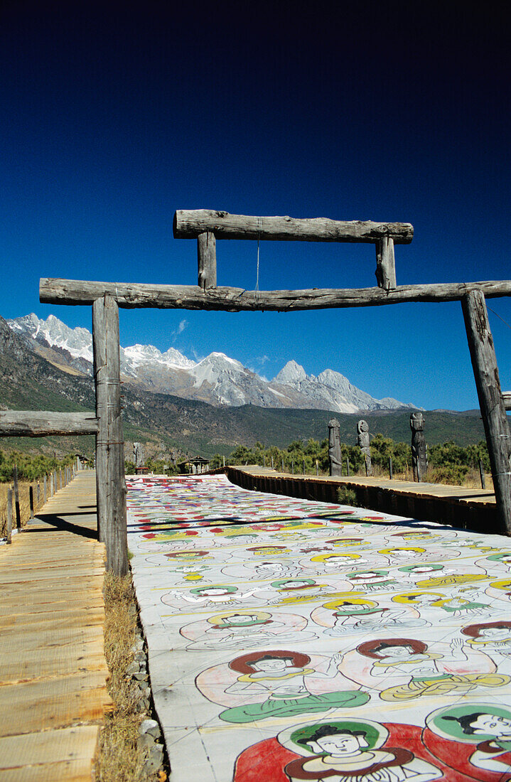 Naxi Ceremonial Walkway and totems near Lijiang; China